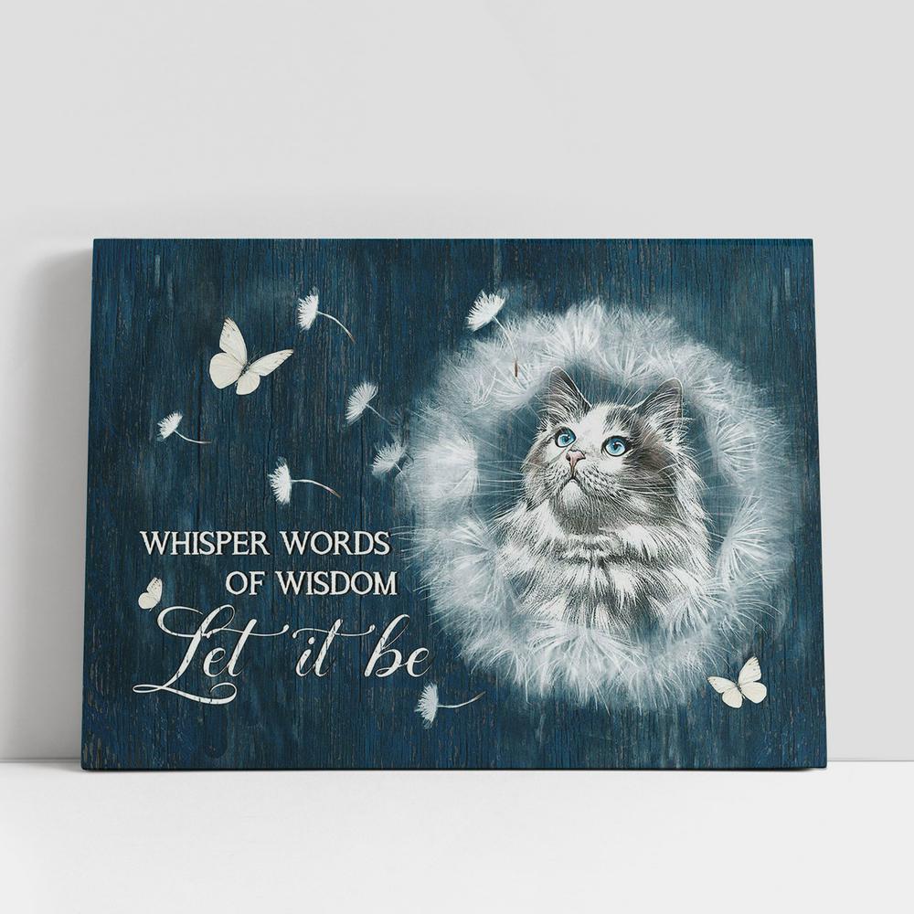 Cat Dandelion White Butterfly Let It Be Canvas Wall Art, Bible Verse Canvas, Religious Prints