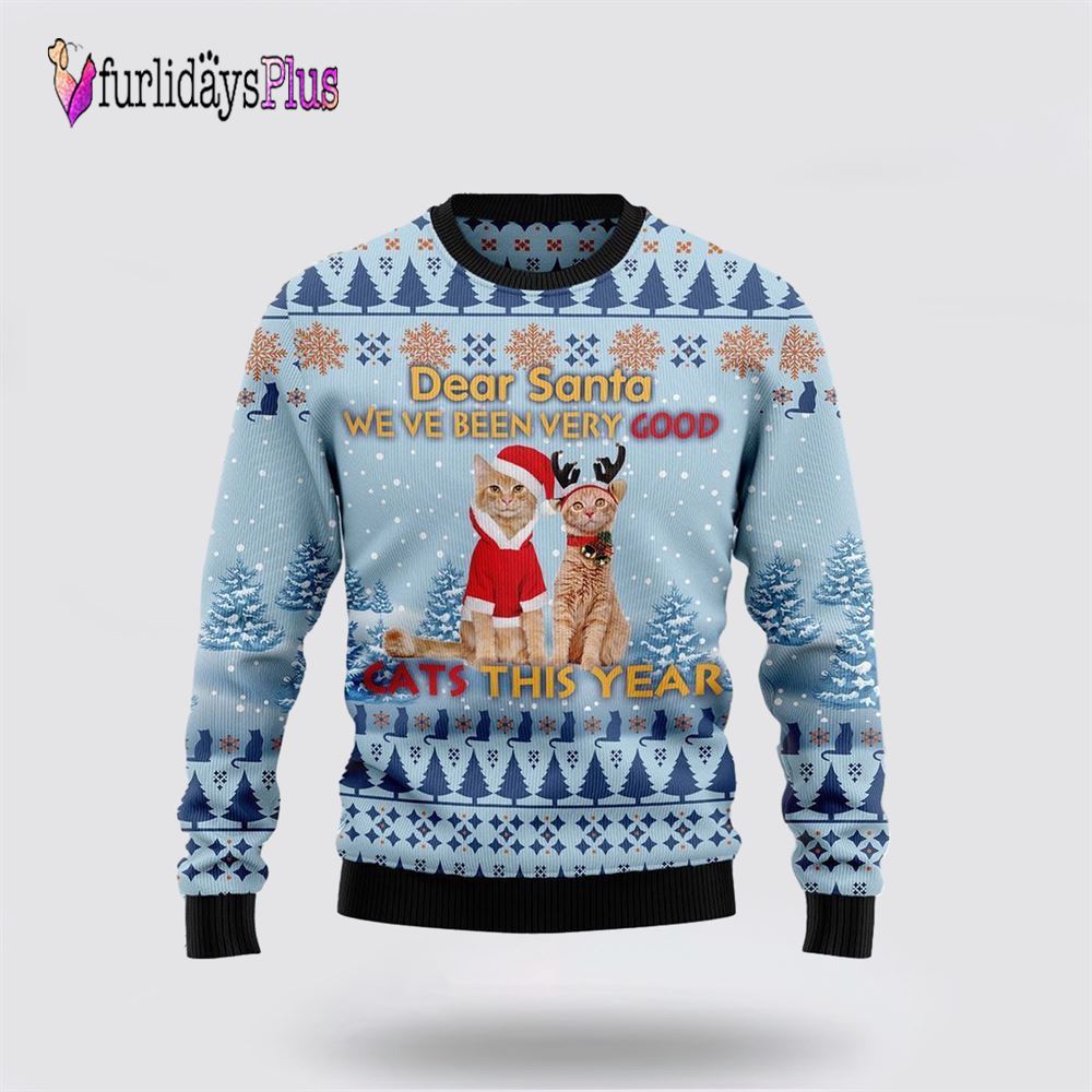 Cat Dear Santa Ugly Christmas Sweater, Cat Lover Christmas Sweater