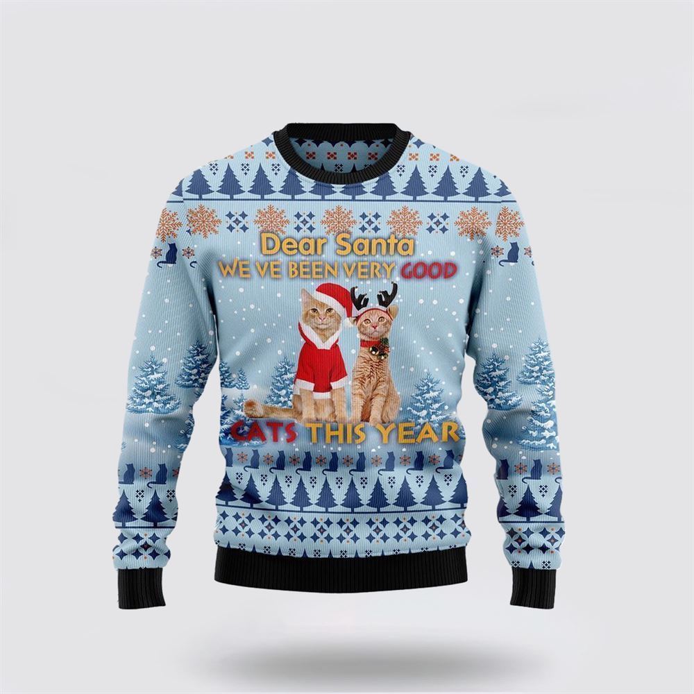 Cat Dear Santa Ugly Christmas Sweater, Christmas Sweater For Cat Lover