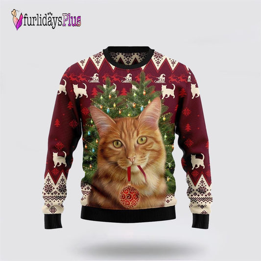 Cat Decor Pine Ugly Christmas Sweater, Cat Lover Christmas Sweater