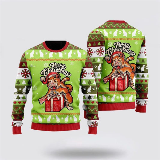 Cat, Funny Cat Merry Christmas Ugly Christmas Sweater, Christmas Sweater For Cat Lover