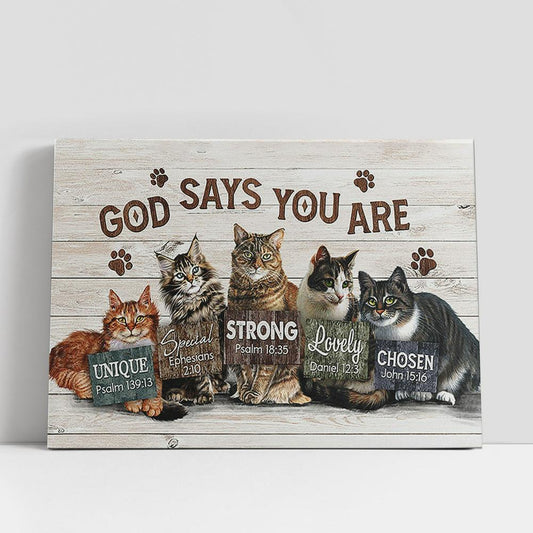 Cat God Says You Are Canvas Wall Art, Bible Verse Canvas, Religious Prints