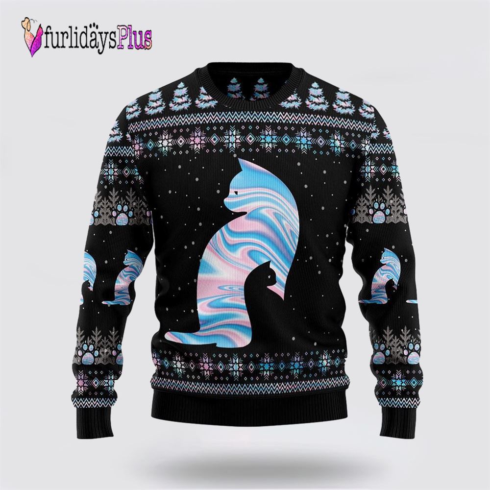 Cat Hologram Ugly Christmas Sweater, Cat Lover Christmas Sweater