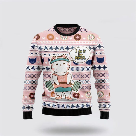 Cat I Do It For Donuts Ugly Christmas Sweater, Christmas Sweater For Cat Lover