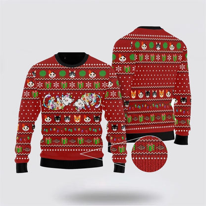 Cat Light Ugly Christmas Sweater, Christmas Sweater For Cat Lover