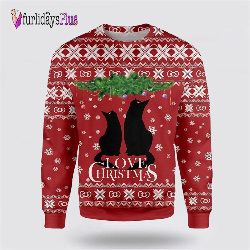 Cat Love Christmas Ugly Christmas Sweater, Cat Lover Christmas Sweater