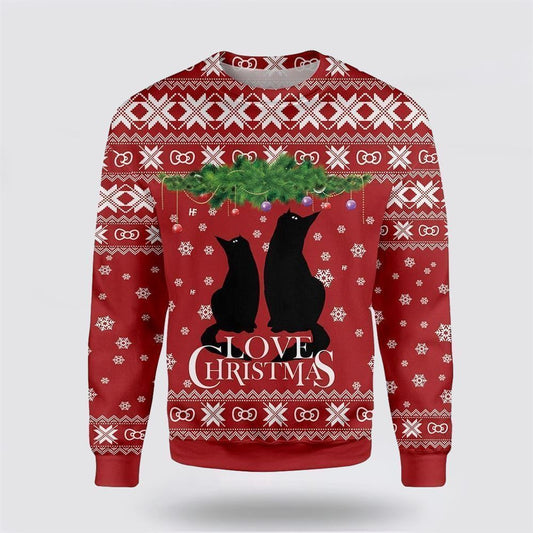 Cat Love Christmas Ugly Christmas Sweater, Christmas Sweater For Cat Lover