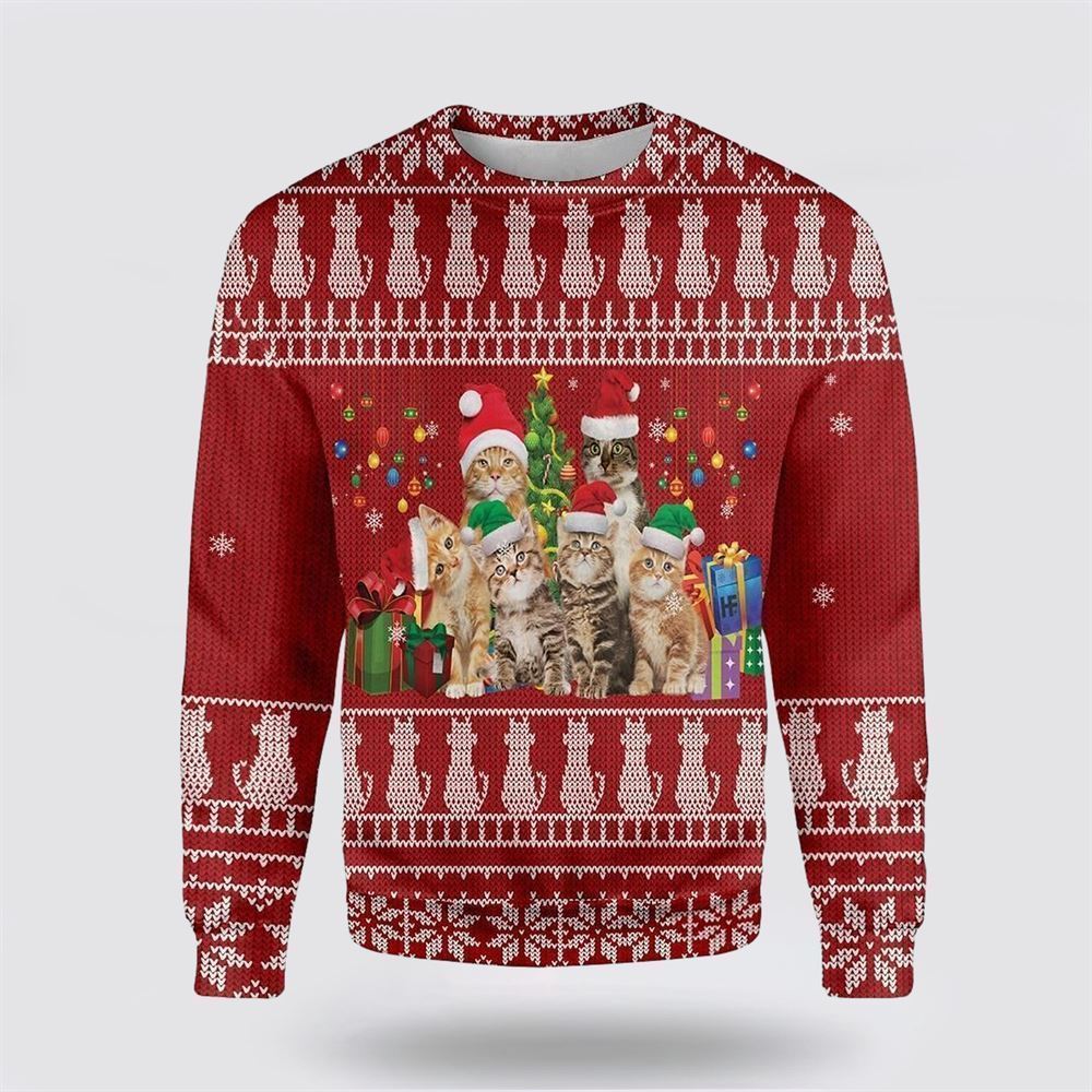 Cat Lovers Christmas Ugly Christmas Sweater, Christmas Sweater For Cat Lover