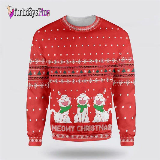 Cat Meowy Christmas Ugly Christmas Sweater, Cat Lover Christmas Sweater