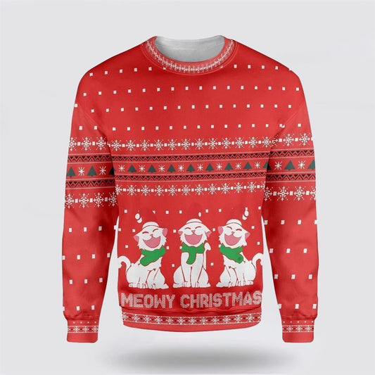 Cat Meowy Christmas Ugly Christmas Sweater, Christmas Sweater For Cat Lover