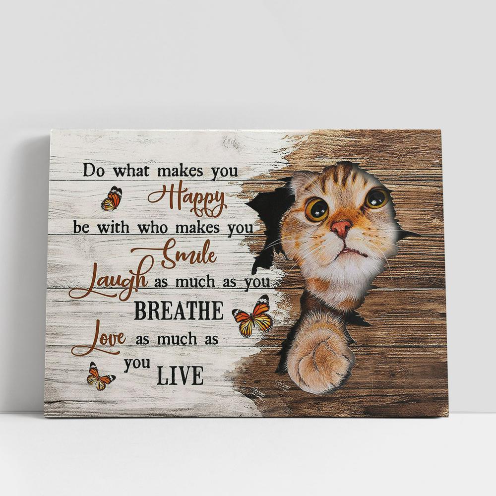 Cat Orange Butterfly Broken Wall Love As Much As You Live Canvas Wall Art, Bible Verse Canvas, Religious Prints