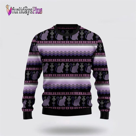 Cat Purple Ugly Christmas Sweater, Cat Lover Christmas Sweater