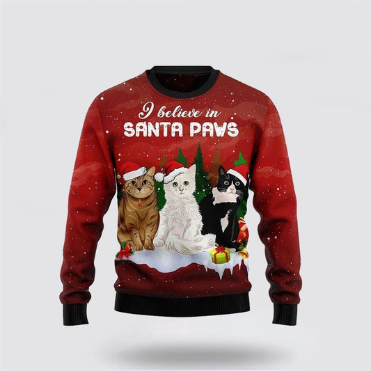 Cat Santa Paws Ugly Christmas Sweater, Christmas Sweater For Cat Lover