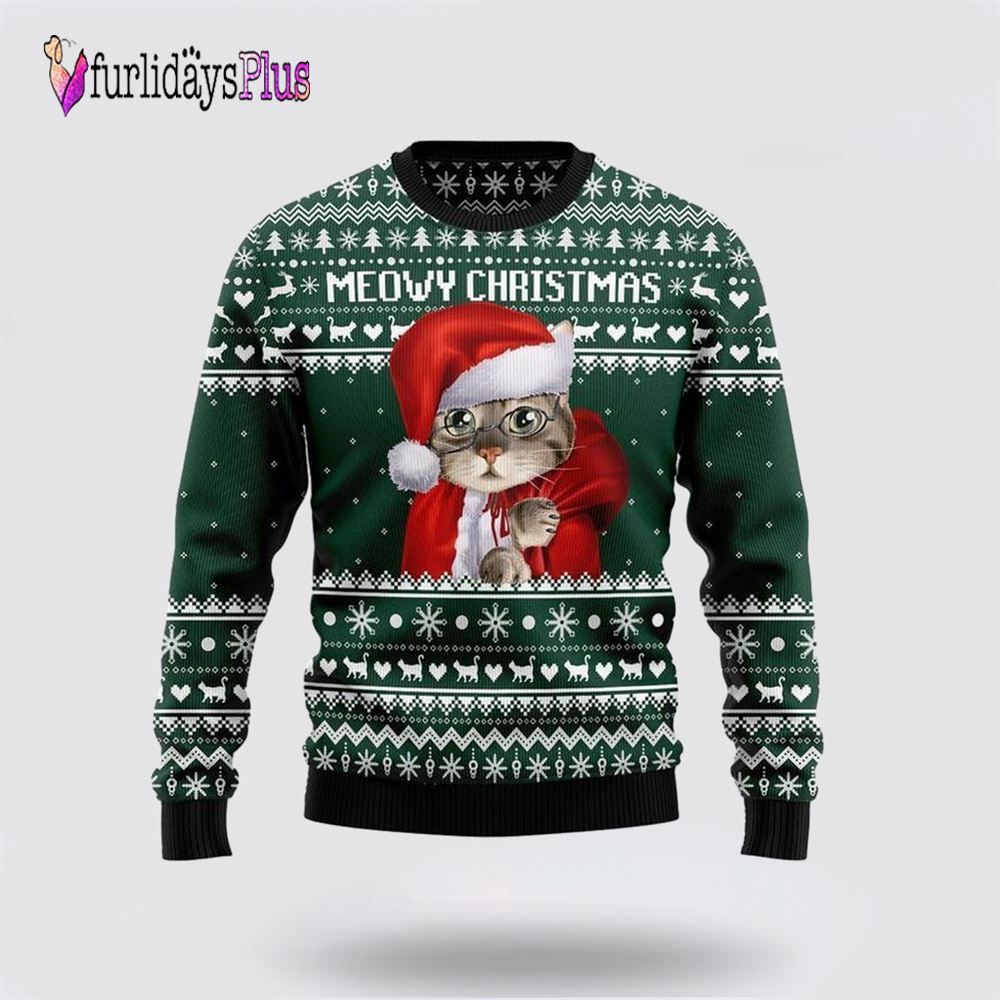 Cat Santa Ugly Christmas Sweater, Cat Lover Christmas Sweater