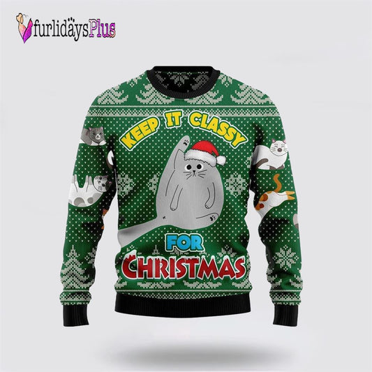 Cat Show Me Your Kitties Ugly Christmas Sweater, Cat Lover Christmas Sweater