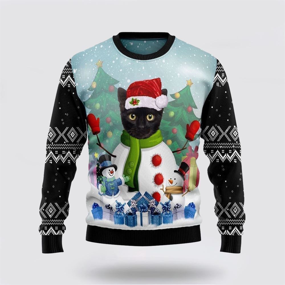 Cat Snowman Ugly Christmas Sweater, Christmas Sweater For Cat Lover