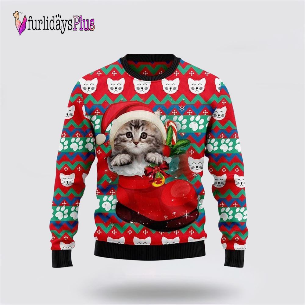 Cat Socks Ugly Christmas Sweater, Cat Lover Christmas Sweater