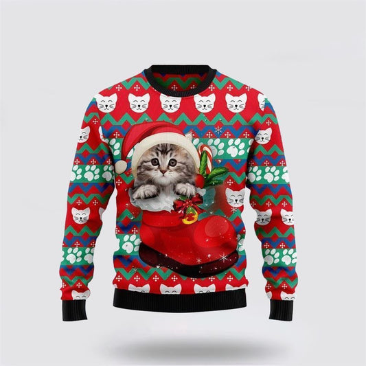 Cat Socks Ugly Christmas Sweater, Christmas Sweater For Cat Lover