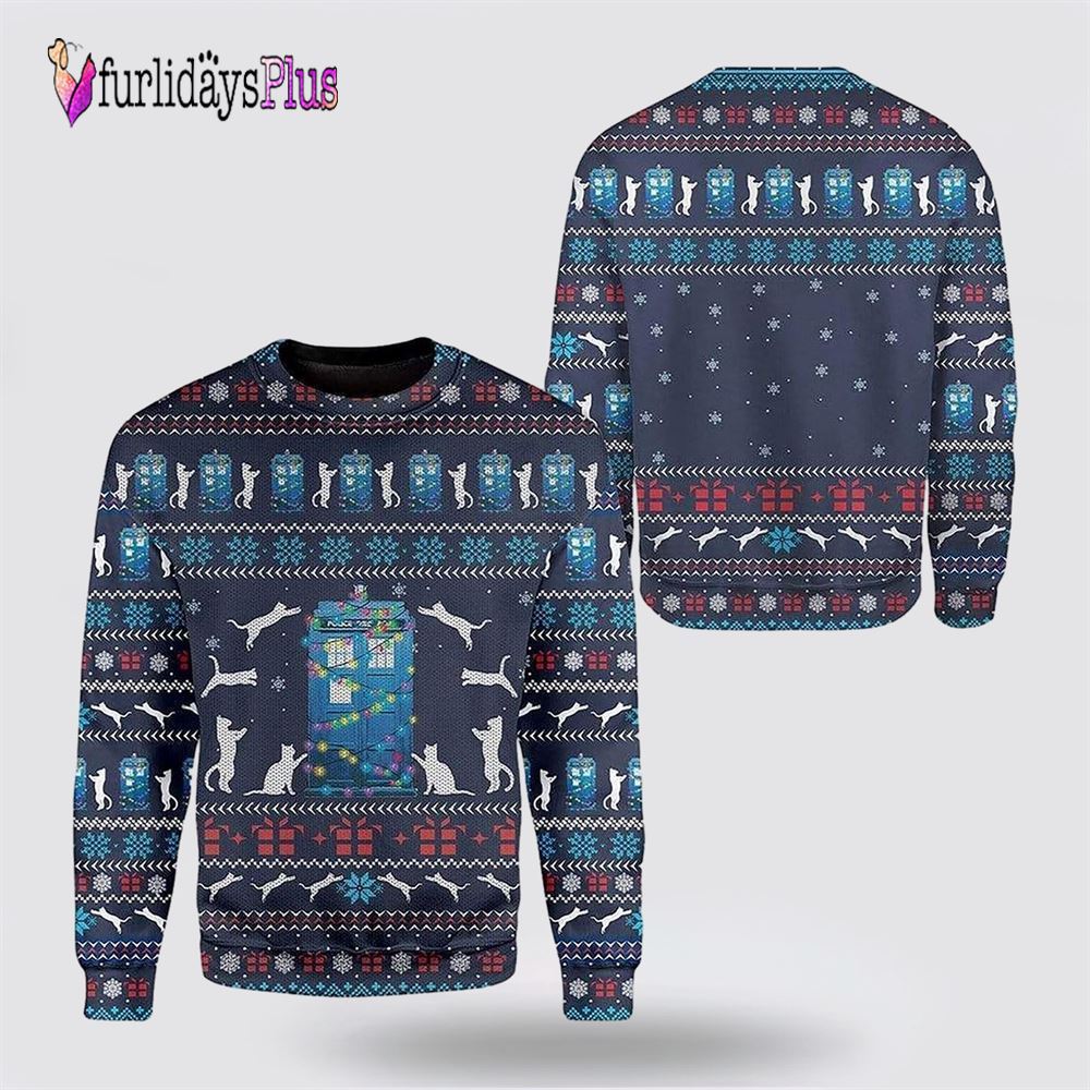 Cat around Police Office Christmas Sweater, Cat Lover Christmas Sweater