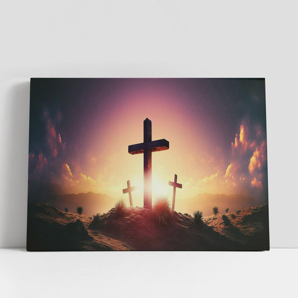 Catholic Christian Gifts Cross Symbol Sunset Sunrise Canvas Pictures, Faith Art, Christian Gifts Canvas Wall Art Decor