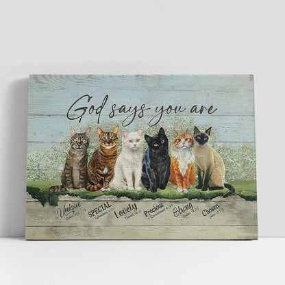 Cats God says you are Canvas Wall Art, Bible Verse Canvas, Religious Prints