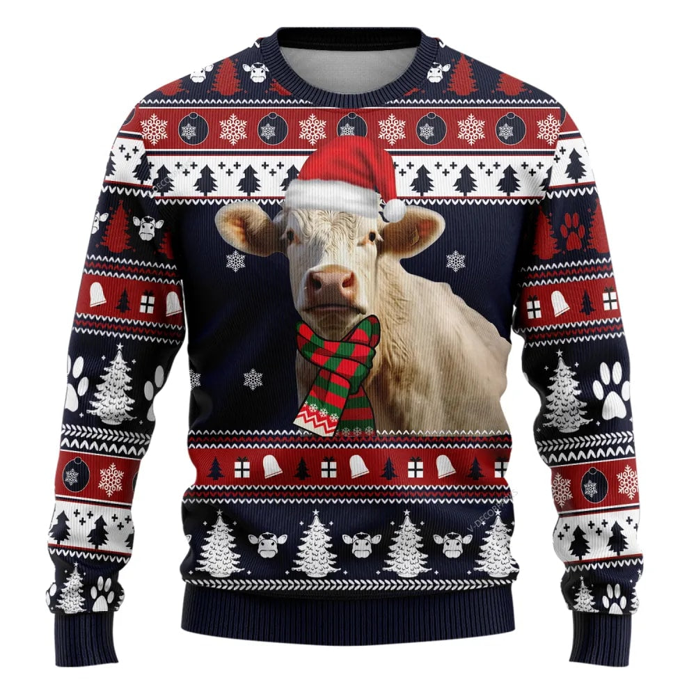 Charolais Cow Christmas Ugly Sweaters For Men Women, Christmas Gift, Christmas Winter Fashion, Farmers Sweater