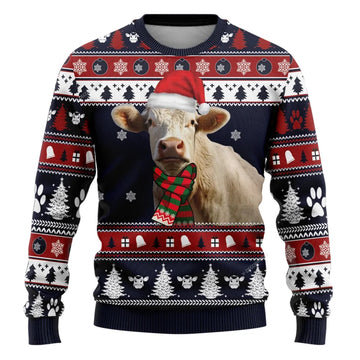 Charolais Cow Christmas Ugly Sweaters For Men Women, Christmas Gift, Christmas Winter Fashion, Farmers Sweater