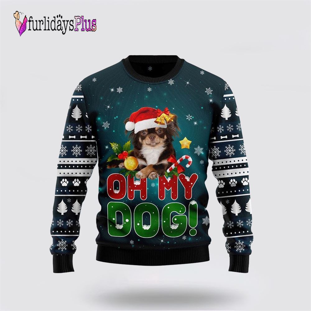 Chihuahua Oh My Dog Ugly Christmas Sweater, Dog Lover Christmas Sweater