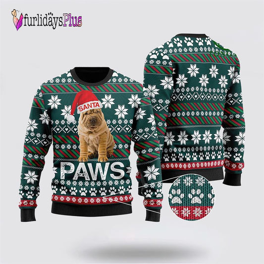 Chinese Shar-Pei Santa Printed Christmas Ugly Sweater, Dog Lover Christmas Sweater