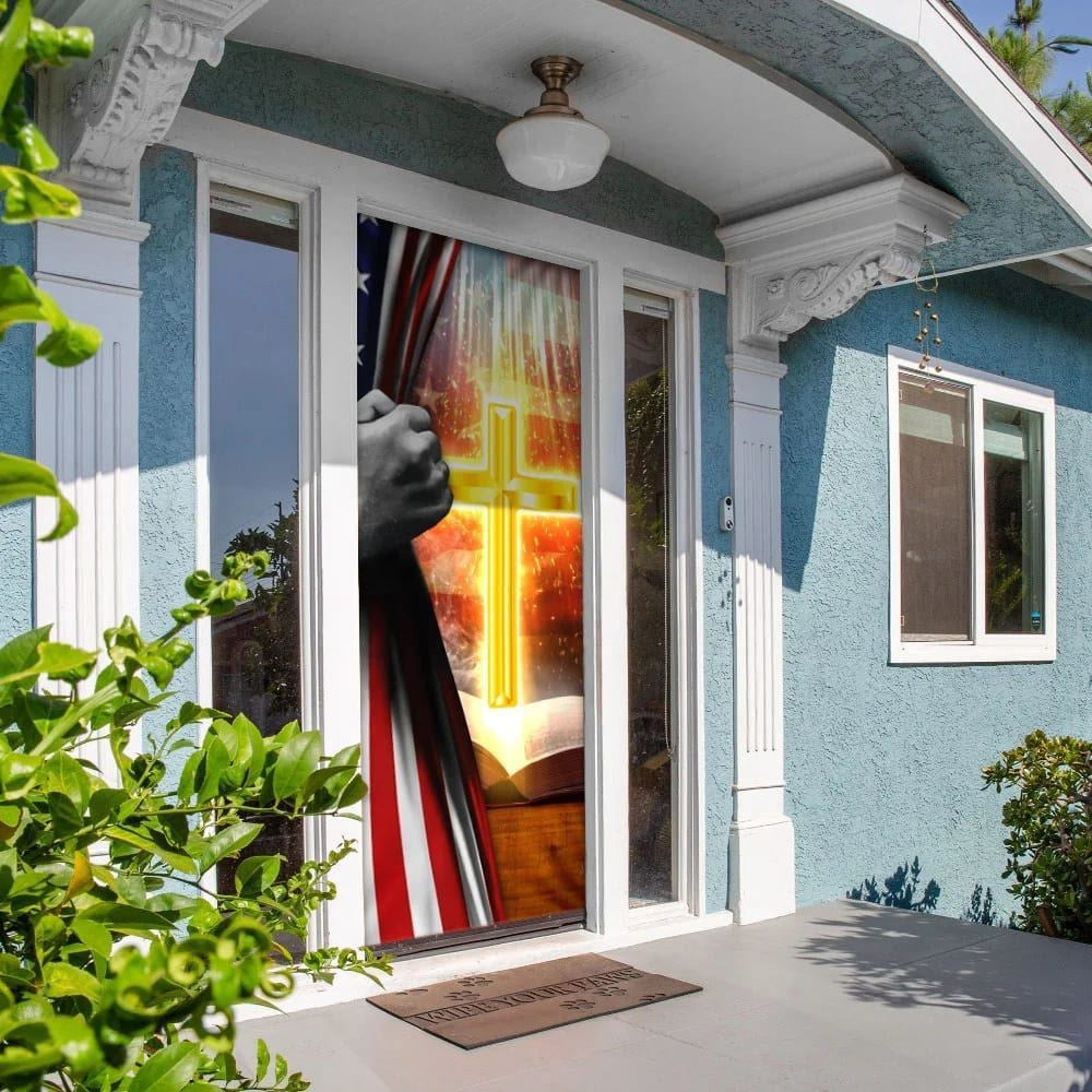 Christian Door Decorations, Cross On Bible Door Cover, Religious Door Decorations