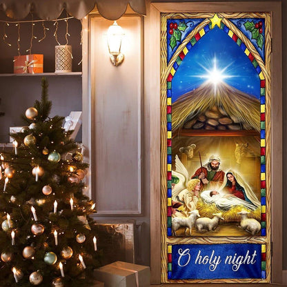 Christian Door Decorations, O Holy Night Door Cover, Nativity Scene Christmas Door Cover, Religious Door Decorations