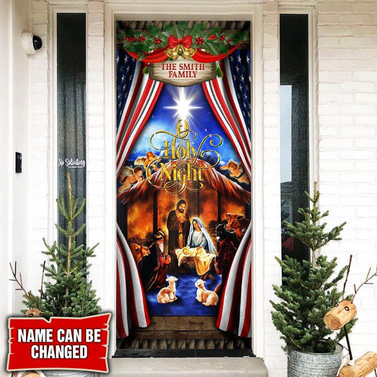 Christian Door Decorations, Personalized Christmas Silent Night, Jesus Is Born Door Cover, Religious Door Decorations