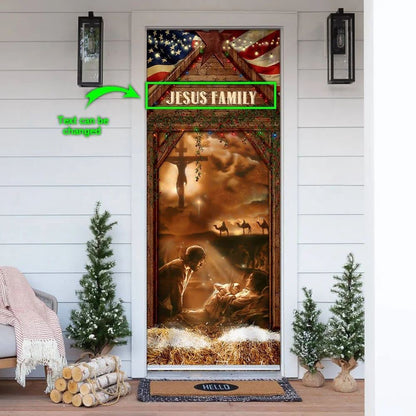 Christian Door Decorations, Personalized From The Manger To The Cross, Jesus Door Cover, Religious Door Decorations