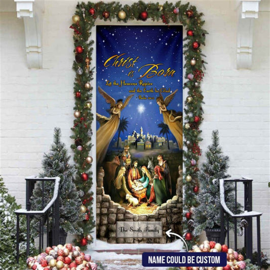 Christian Door Decorations, Personalized Jesus Is Born Door Cover, Christian Home Decor, Religious Door Decorations