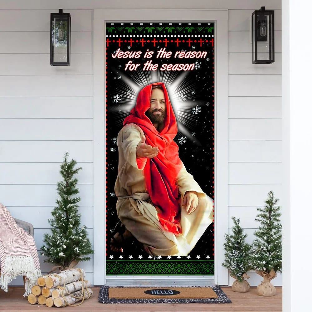 Christian Door Decorations, Reason For The Season Jesus Christ Christmas Door Cover, Religious Door Decorations