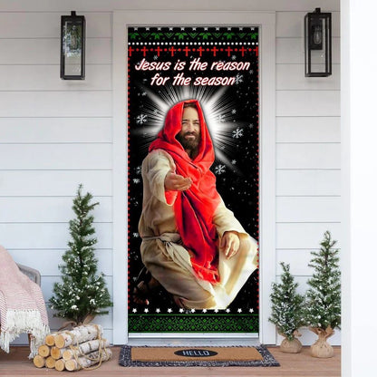Christian Door Decorations, Reason For The Season Jesus Christ Christmas Door Cover, Religious Door Decorations