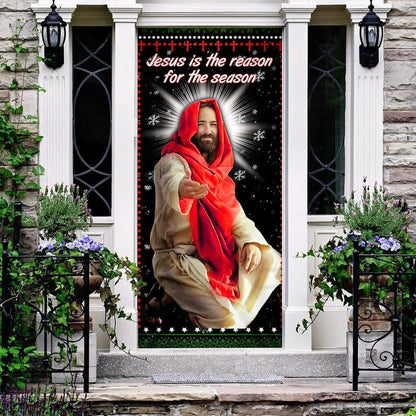 Christian Door Decorations, Reason For The Season Jesus Christ Christmas Door Cover, Religious Door Decorations