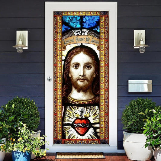 Christian Door Decorations, Sacred Heart Of Jesus. Christian Door Cover, Christian Home Decor, Religious Door Decorations
