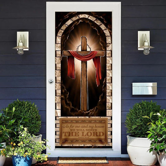 Christian Door Decorations, We Will Serve The Lord Door Cover, As For Me And My House Door Cover, Religious Door Decorations