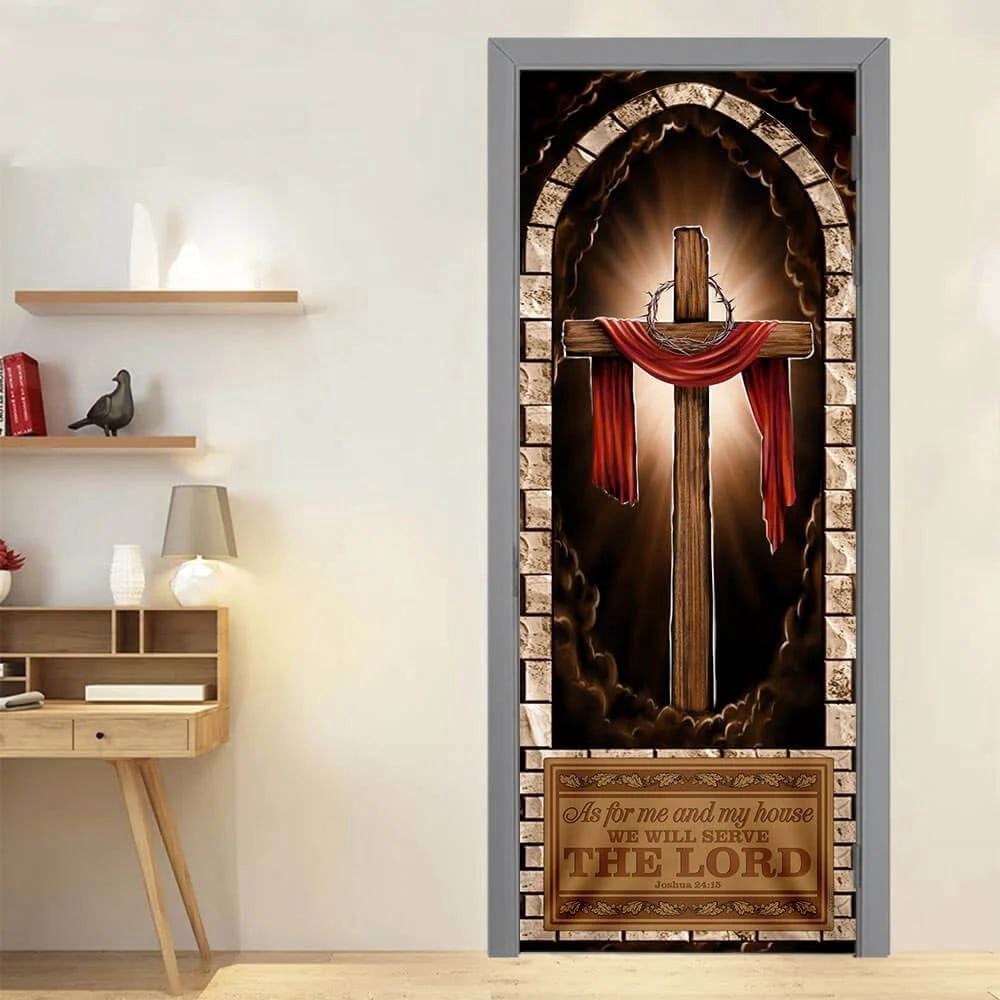 Christian Door Decorations, We Will Serve The Lord Door Cover, As For Me And My House Door Cover, Religious Door Decorations