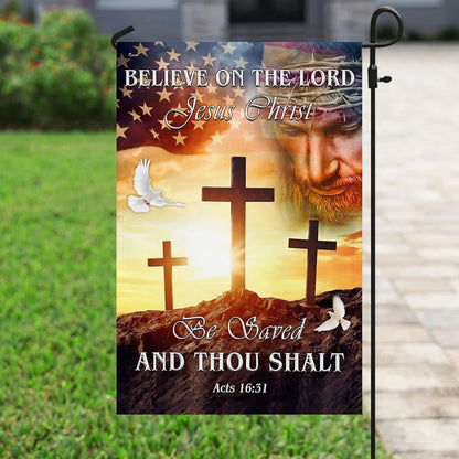 Christian Flag, Believe On The Lord Jesus Christ Garden Flag, The Christian Flag, Jesus Christ Flag