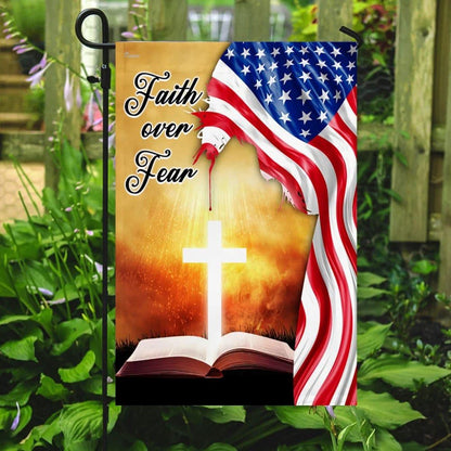 Christian Flag, Bible Cross Holy Light Faith Over Fear American Flag, Outdoor Christian House Flag, The Christian Flag, Jesus Christ Flag