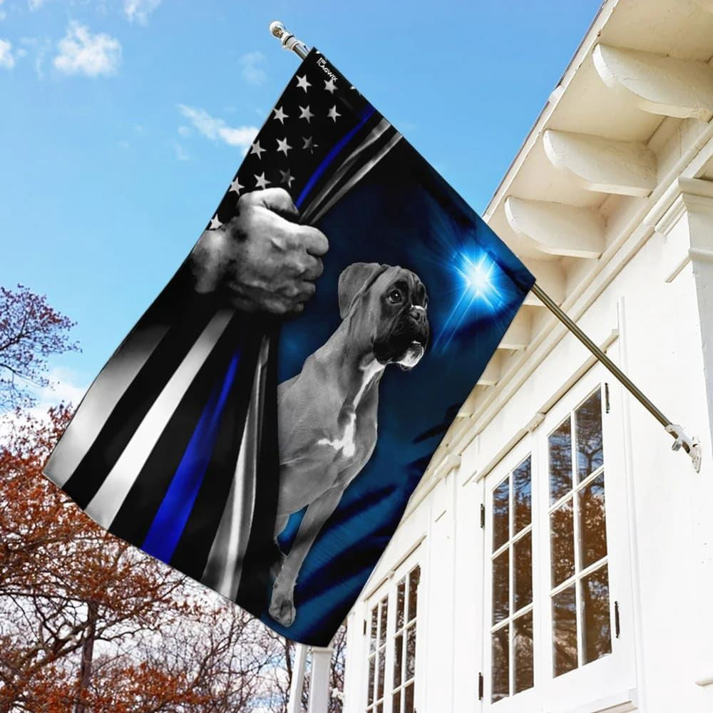 Christian Flag, Boxer Police Dog Thin Blue Line Christian Cross House Flags, The Christian Flag, Jesus Christ Flag