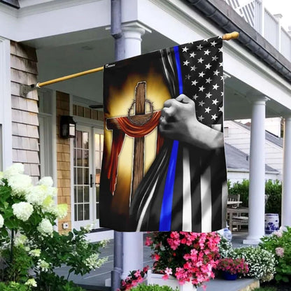 Christian Flag, Christian Cross Thin Blue Line House Flags, The Christian Flag, Jesus Christ Flag