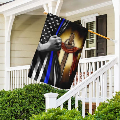 Christian Flag, Christian Cross Thin Blue Line House Flags, The Christian Flag, Jesus Christ Flag