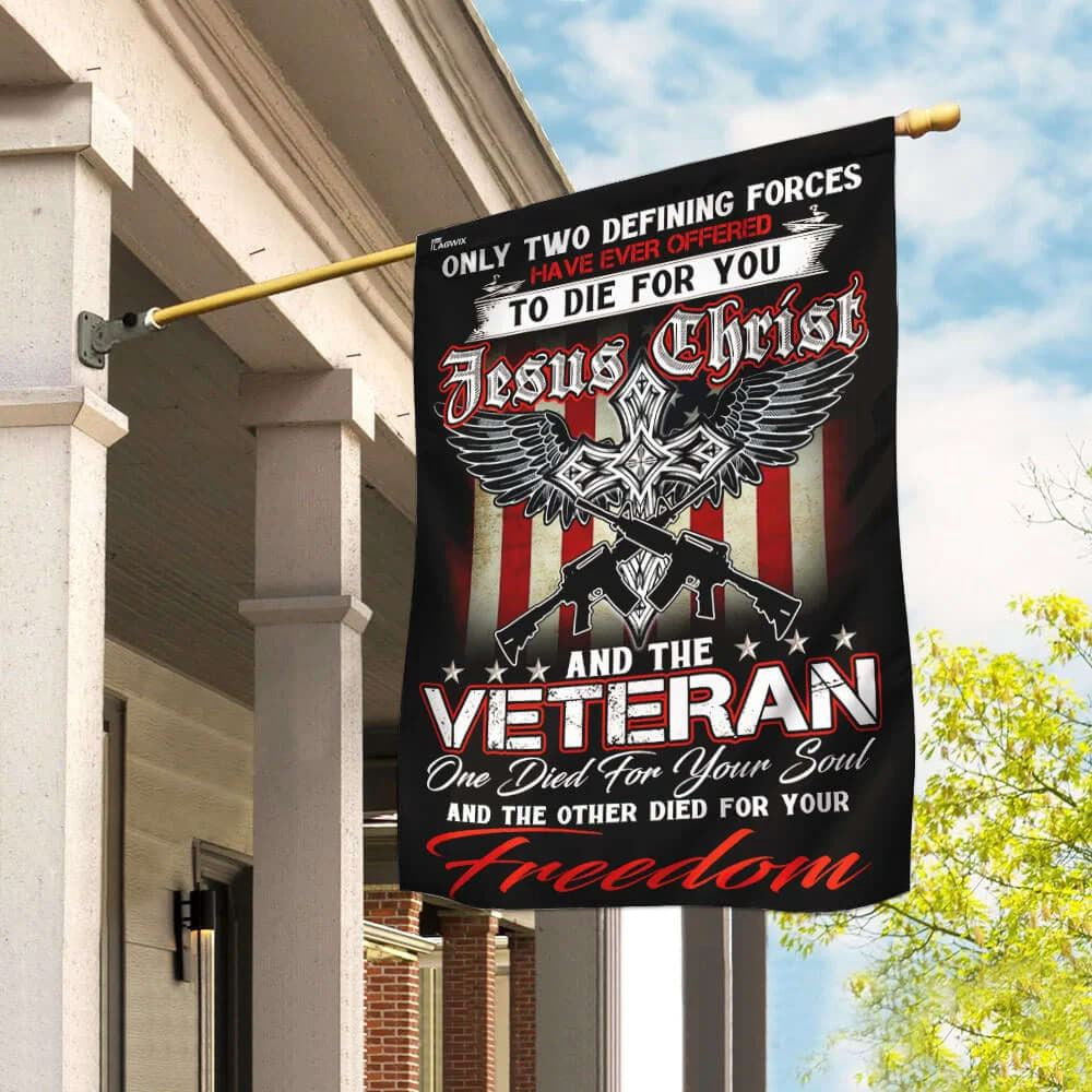 Christian Flag, Christian Jesus Veteran House Flags, The Christian Flag, Jesus Christ Flag
