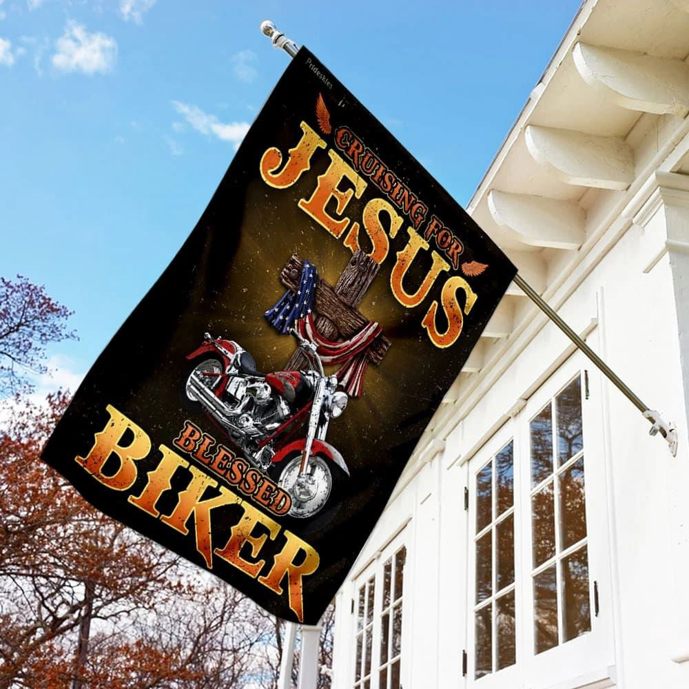 Christian Flag, Cruising For Jesus Blessed Biker Flag, Outdoor Christian House Flag, The Christian Flag, Jesus Christ Flag