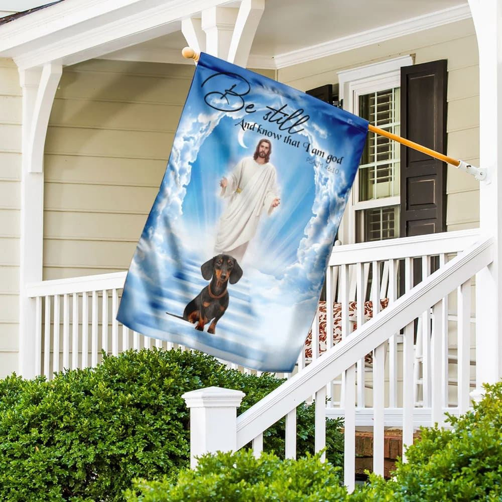 Christian Flag, Dachshund Jesus Be Still And Know That I Am God Flag, Outdoor Christian House Flag, The Christian Flag, Jesus Christ Flag