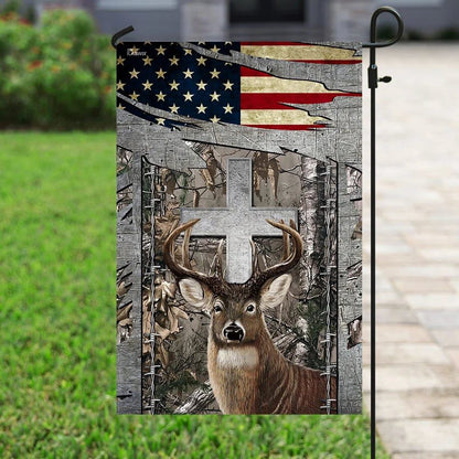 Christian Flag, Deer Hunting Jesus Cross American US Flag, Outdoor Christian House Flag, The Christian Flag, Jesus Christ Flag