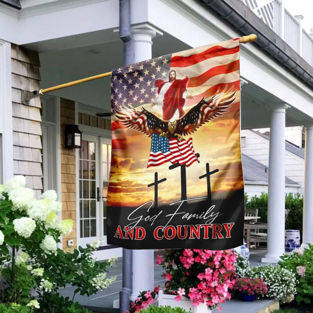 Christian Flag, Eagle And Jesus, God Family and Country Flag, Outdoor Christian House Flag, The Christian Flag, Jesus Christ Flag